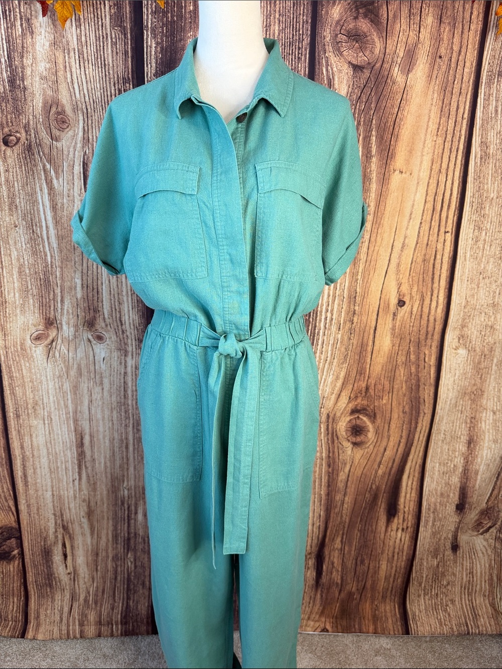 Universal Thread Teal Utility Jumpsuit with Tie Waist